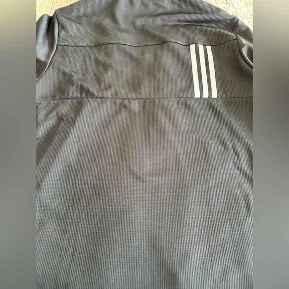 Adidas Black and White Three Stripes Double Knit Quarter Zip Pullover - Picture 6 of 11